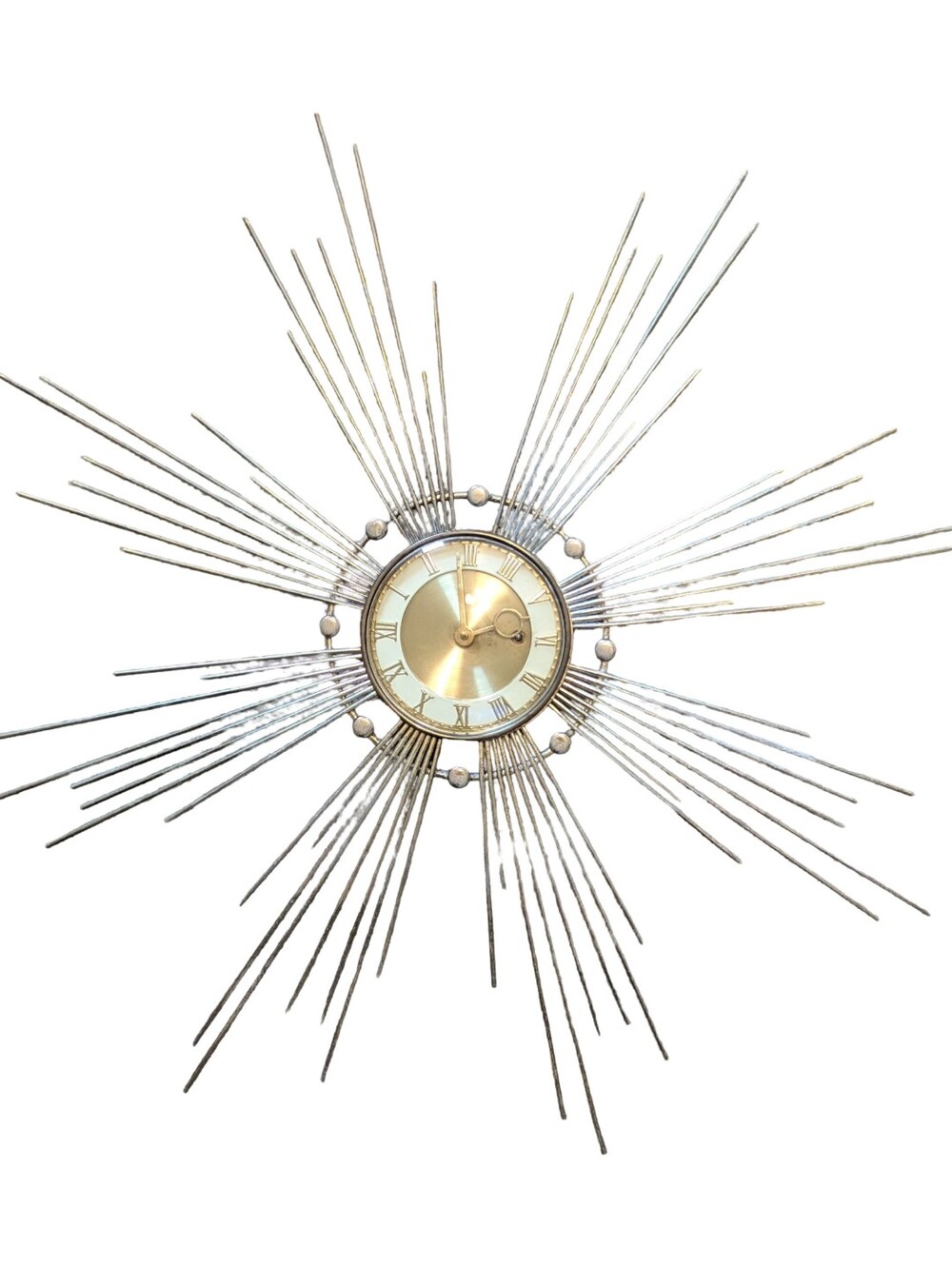 MCM Retro Starburst Sunburst Atomic Wall Clock Gold Germany Nostalgic